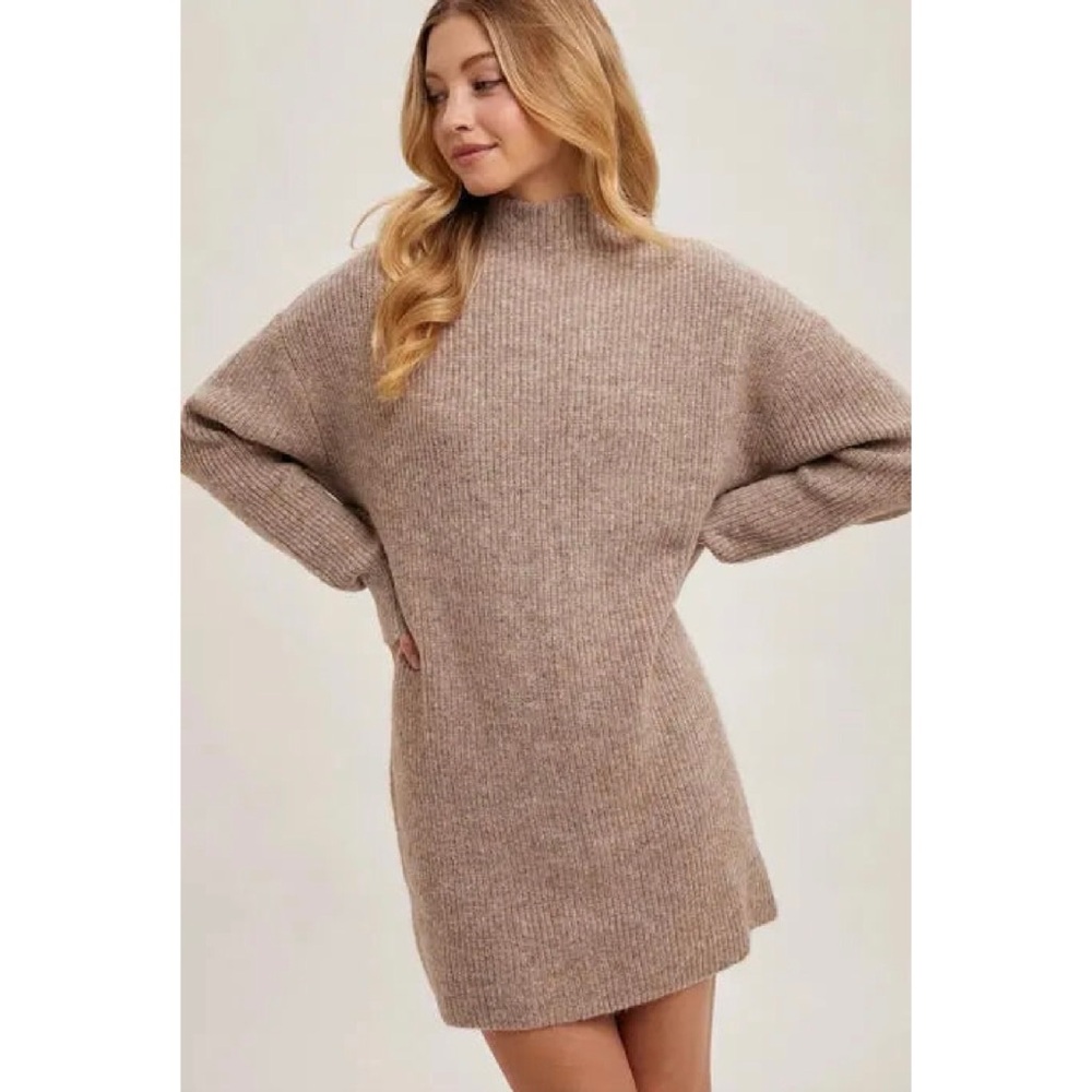 Mock Neck Sweater Mini Dress - Picture 1 of 2